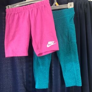 Nike Kids Pink and Champion Teal Bottoms Set